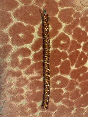 Amber Crystal Tennis Bracelet for Women - Gold Tone